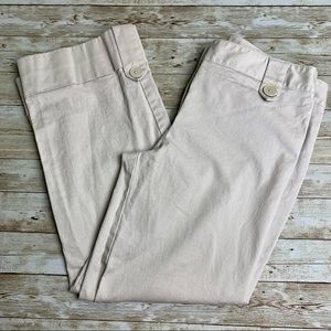 Ann Taylor Loft khaki pants faux roll tag cuffed legs stretch straight